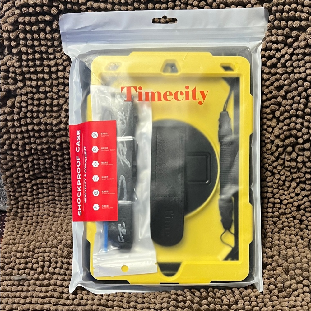 Yellow Shockproof iPad Case with Hand Strap and shoulder strap